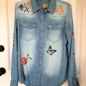 Driftwood Olivia Delano embroidered denim shirt